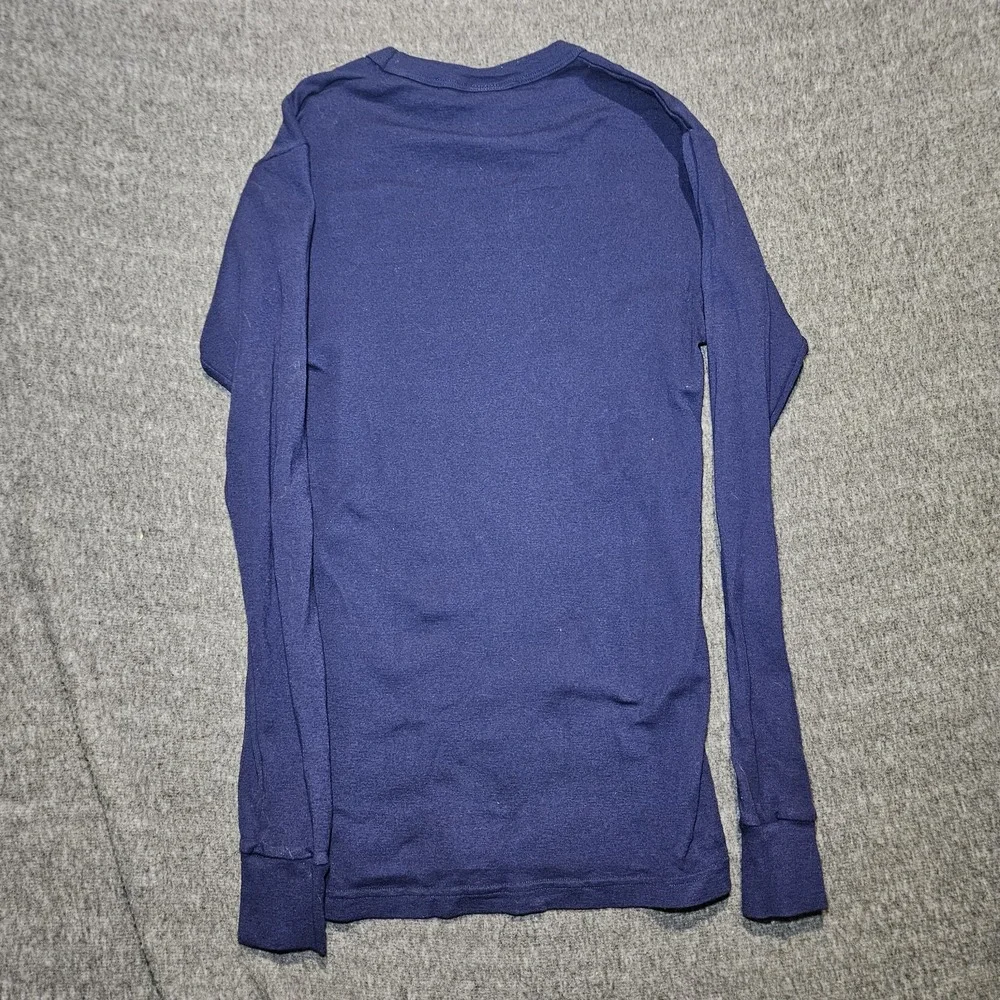 Vintage Thermal Men's Medium Blue Long Sleeve 100% Poly Undershirt USA